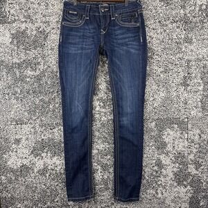 Rerock For Express Women's‎ 2R Skinny 29 X 31 Embroidered Blue Jeans